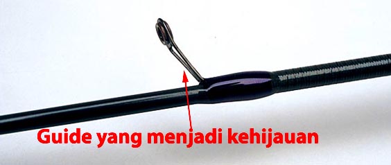 rod guide yang sudah mula menunjukkan kehijauan