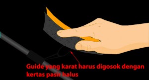gosok guide ring yang berkarat